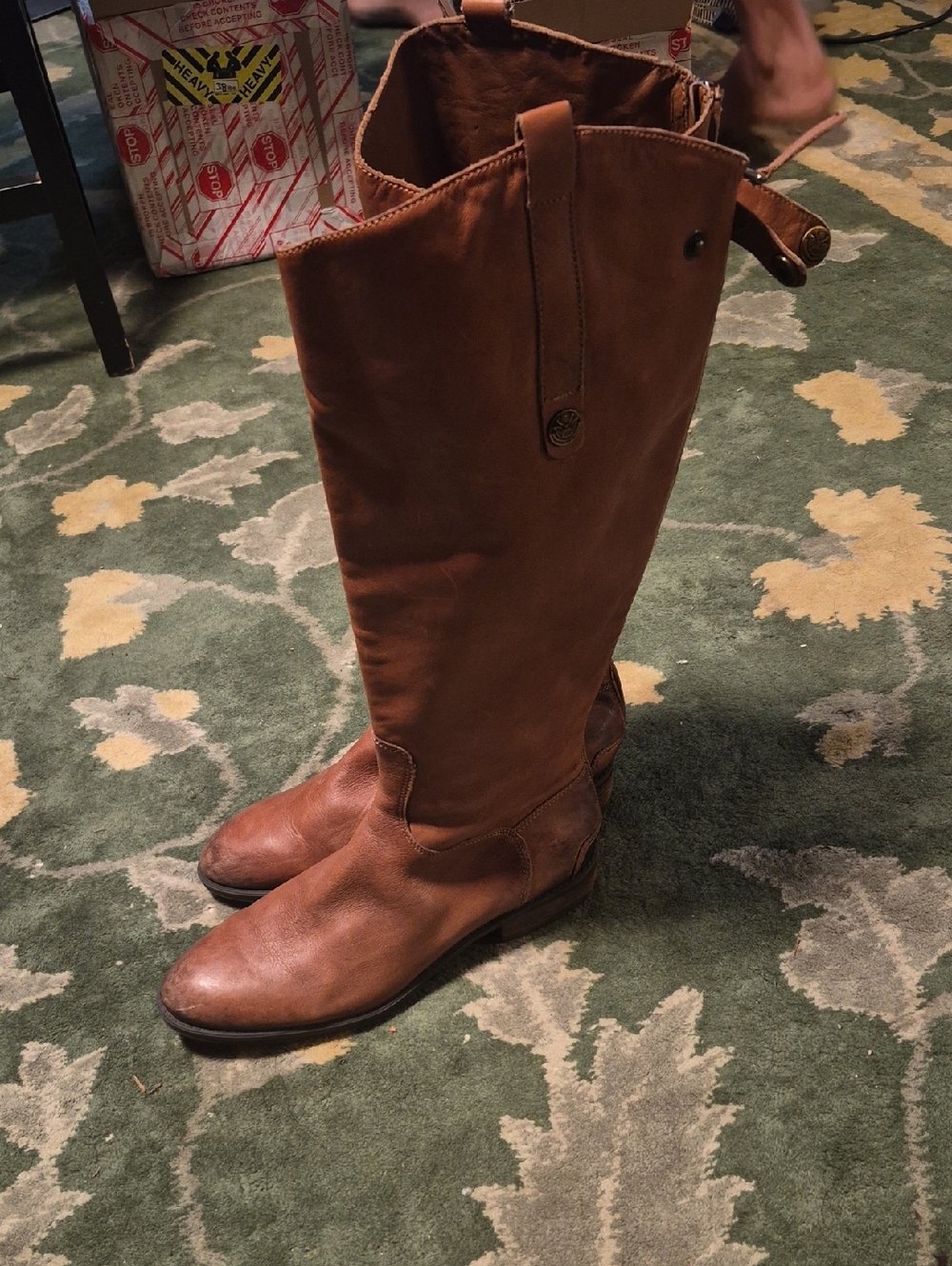 Sam Edelman Tall Leather Riding Boots in Cognac Brown
